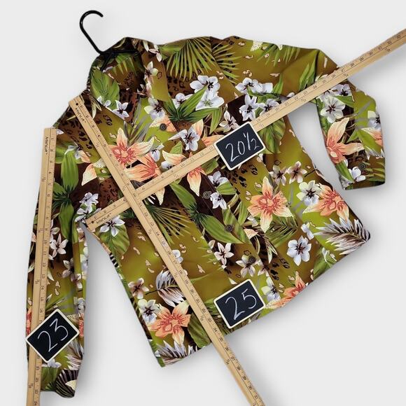 Tan Jay Jacket Womens Large Floral Tropical Long Sleeve Button Up Statem… - Picture 3 of 12